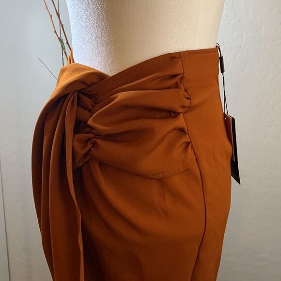 𝅺pretty little thing wrap fringe mini skirt size 4 twist front - Picture 4 of 11